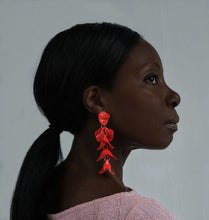 Load image into Gallery viewer, WOS Flake earrings shiny red