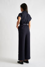 Load image into Gallery viewer, Louche Angie Sustainable Satin Back Crepe Jumpsuit - Navy