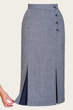 Load image into Gallery viewer, Emmy The Art Deco Dream Skirt- Midnight &amp; ivory wool tweed