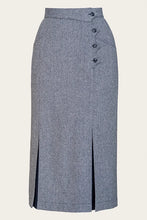 Load image into Gallery viewer, Emmy The Art Deco Dream Skirt- Midnight &amp; ivory wool tweed