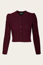Load image into Gallery viewer, Emmy The Ice Skater Cardigan -Black cherry wool