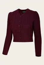 Load image into Gallery viewer, Emmy The Ice Skater Cardigan -Black cherry wool