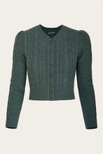Load image into Gallery viewer, Emmy The Ice Skater Cardigan -Sea green mélange wool