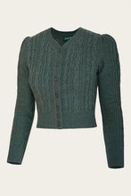 Load image into Gallery viewer, Emmy The Ice Skater Cardigan -Sea green mélange wool