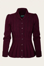 Load image into Gallery viewer, Emmy The Screen Siren Cardigan- Black cherry wool