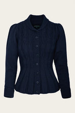 Load image into Gallery viewer, Emmy The Screen Siren Cardigan- Navy mélange wool
