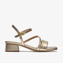 Load image into Gallery viewer, Gold sandal with a strap on a white background