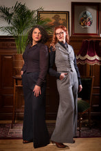 Load image into Gallery viewer, Emmy The Palazzo Perfection Pants Midnight &amp; ivory wool tweed