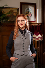 Load image into Gallery viewer, Emmy The Watchmaker’s Waistcoat Midnight &amp; ivory wool tweed