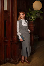 Load image into Gallery viewer, Emmy The Watchmaker’s Waistcoat Midnight &amp; ivory wool tweed