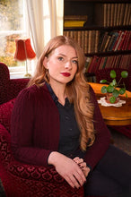 Load image into Gallery viewer, Emmy The Ice Skater Cardigan -Black cherry wool