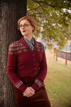 Load image into Gallery viewer, Emmy The Fair Isle Knit Jacket Maroon mélange wool