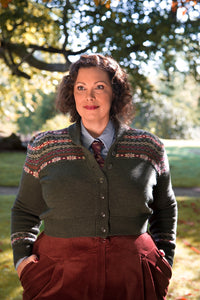 Emmy The Fair Isle Knit Jacket Pine green mélange wool