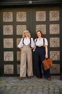 Emmy- The Miss Fancy Pants Slacks - Taupe pinstripe