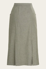 Load image into Gallery viewer, Green and gray striped skirt on a white background