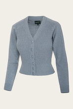 Load image into Gallery viewer, Emmy The Cable Knit College Cardi Blue mélange cotton/cashmere