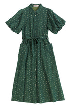 Load image into Gallery viewer, Louche Lola Flower Dot Print Balloon Sleeve Shirtdress - Fern Green