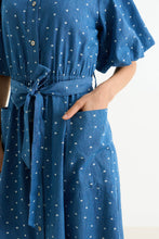 Load image into Gallery viewer, Louche Lola Flower Dot Print Balloon Sleeve Shirtdress - Blue