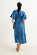 Load image into Gallery viewer, Louche Lola Flower Dot Print Balloon Sleeve Shirtdress - Blue