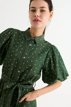 Load image into Gallery viewer, Louche Lola Flower Dot Print Balloon Sleeve Shirtdress - Fern Green