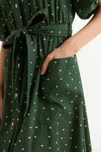 Load image into Gallery viewer, Louche Lola Flower Dot Print Balloon Sleeve Shirtdress - Fern Green