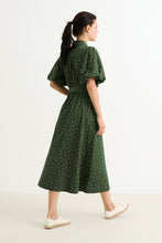 Load image into Gallery viewer, Louche Lola Flower Dot Print Balloon Sleeve Shirtdress - Fern Green