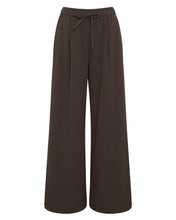Load image into Gallery viewer, Brown wide-leg pants with a tie waist on a white background