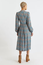 Load image into Gallery viewer, Louche Nayma Art Attack Print Long Sleeve Midi Dress - Duck egg blue