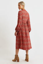 Load image into Gallery viewer, Louche Nayma Art Attack Print Long Sleeve Midi Dress - Red
