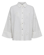Load image into Gallery viewer, White blouse with cut-out patterns on a white background