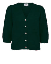 Load image into Gallery viewer, Dark green cardigan with buttons on a white background