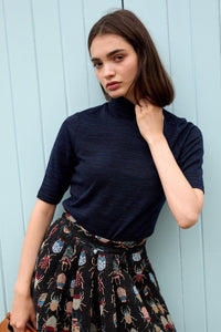 Louche Vista polo neck top mörkblå