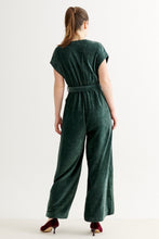 Load image into Gallery viewer, Louche Phoenix Jumpsuit velvet- Forest green