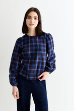 Load image into Gallery viewer, Louche Rivka check pleat blouse blue