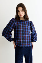 Load image into Gallery viewer, Louche Rivka check pleat blouse blue