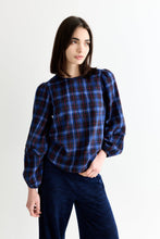 Load image into Gallery viewer, Louche Rivka check pleat blouse blue