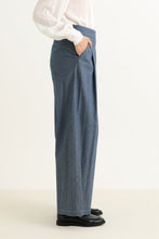 Load image into Gallery viewer, Louche Tyler chambray wide leg trouser dark grey