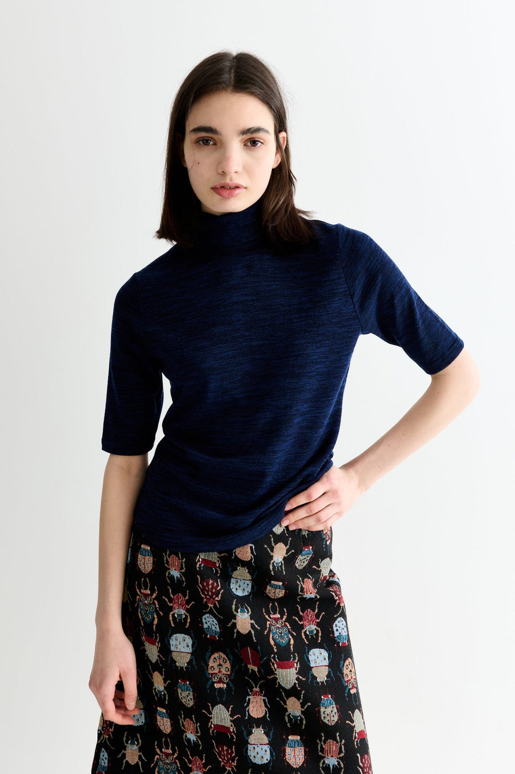 Louche Vista polo neck top mörkblå