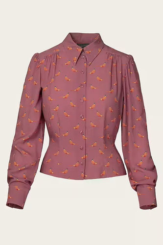 Emmy The Spectacular Spearpoint Shirt- Heather pheasant print