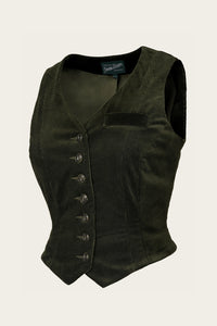 Emmy The Suit Up Waistcoat- Forest green cord