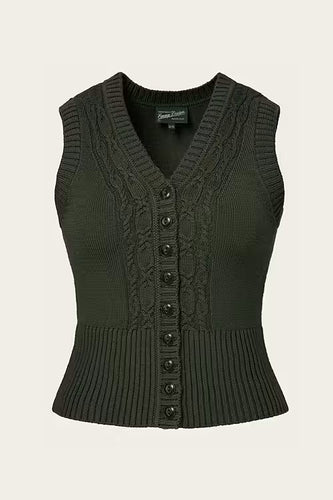 The Sassy Sweater Vest Pine green mélange wool