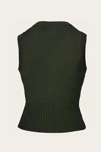 The Sassy Sweater Vest Pine green mélange wool