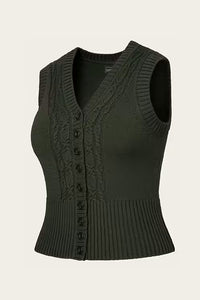 The Sassy Sweater Vest Pine green mélange wool