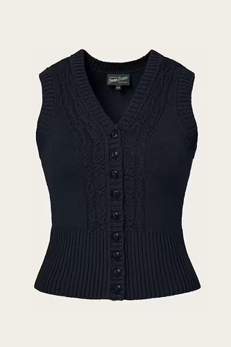 The Sassy Sweater Vest Pine navy mélange wool