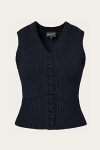 The Sassy Sweater Vest Pine navy mélange wool