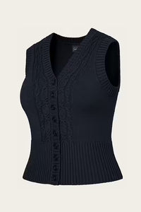 The Sassy Sweater Vest Pine navy mélange wool
