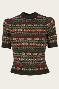 Emmy The Fairest Knit Top Pine green mélange wool