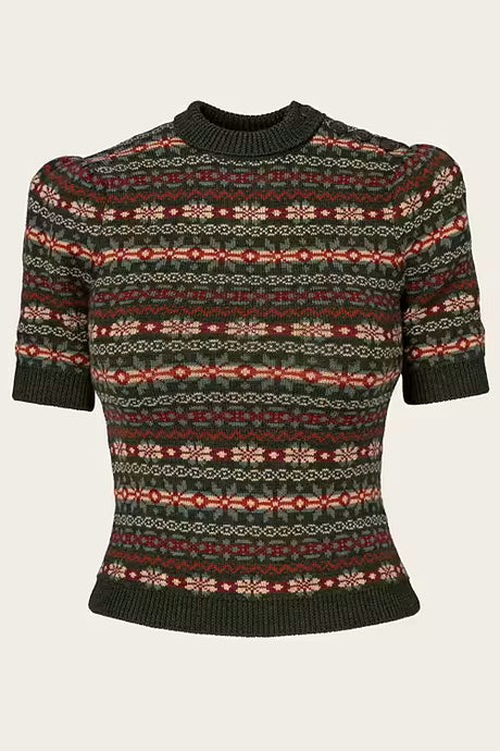 Emmy The Fairest Knit Top Pine green mélange wool