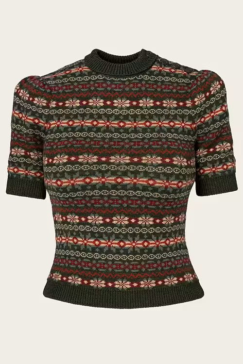 Emmy The Fairest Knit Top Pine green mélange wool