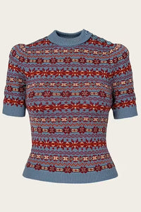 Emmy The Fairest Knit Top- Pale indigo melange wool